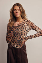 Leopard Print Double Layer Power Mesh Top FT0075