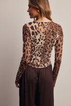 Leopard Print Double Layer Power Mesh Top FT0075