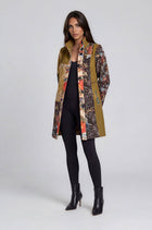 Mixed Print Patchwork Stand Collar Jacket