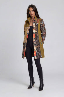 Mixed Print Patchwork Stand Collar Jacket