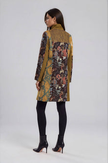 Mixed Print Patchwork Stand Collar Jacket