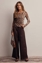 Leopard Print Double Layer Power Mesh Top FT0075