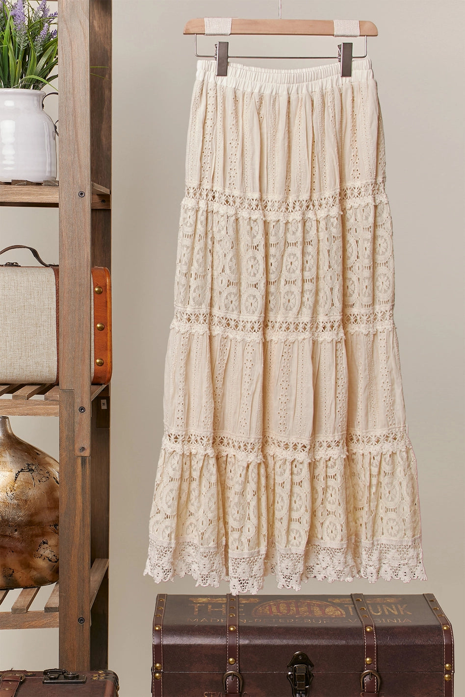 Amelie Lace Tiered Midi Skirt
