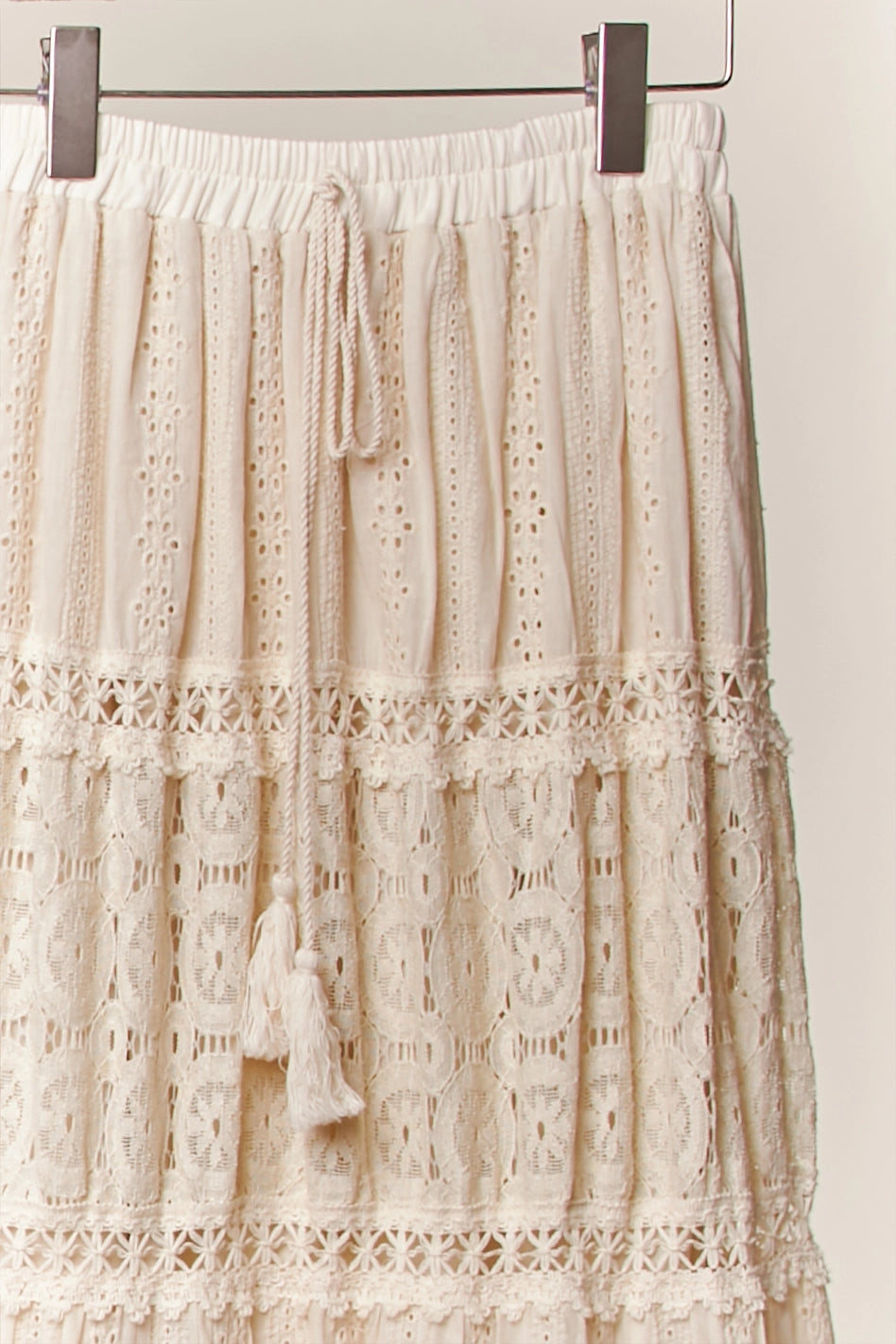 Amelie Lace Tiered Midi Skirt