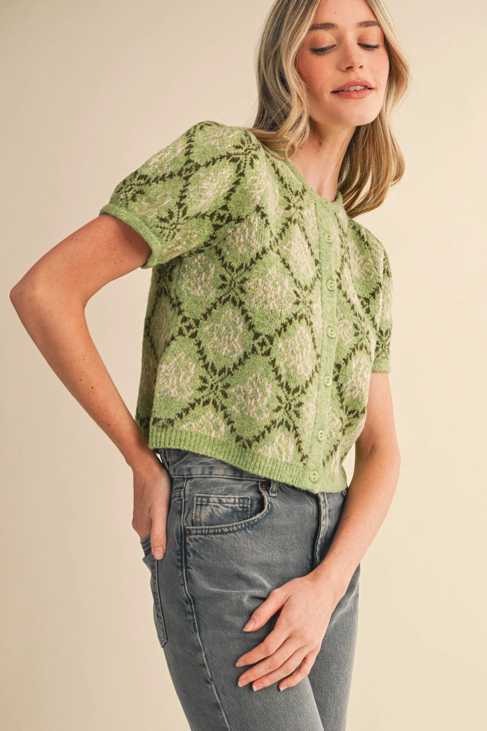 Violetta Diamond Knit Cardigan