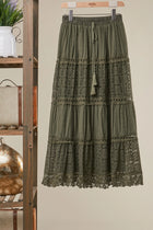 Amelie Lace Tiered Midi Skirt