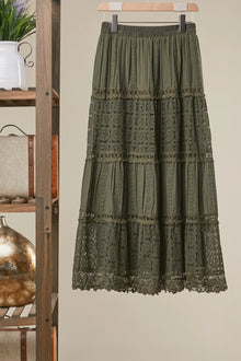 Amelie Lace Tiered Midi Skirt