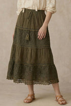 Amelie Lace Tiered Midi Skirt