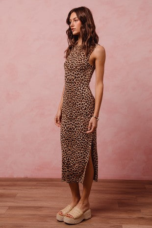 Mireille Leopard Midi Dress
