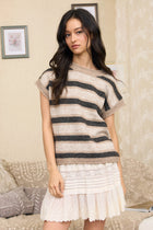 Linear Stripe Raw Edge Knit