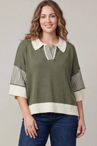 Olive Stripe Contrast Knit