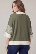 Olive Stripe Contrast Knit