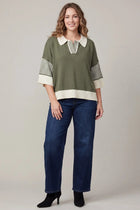 Olive Stripe Contrast Knit