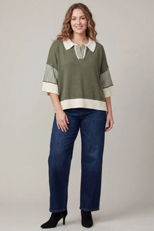 Olive Stripe Contrast Knit