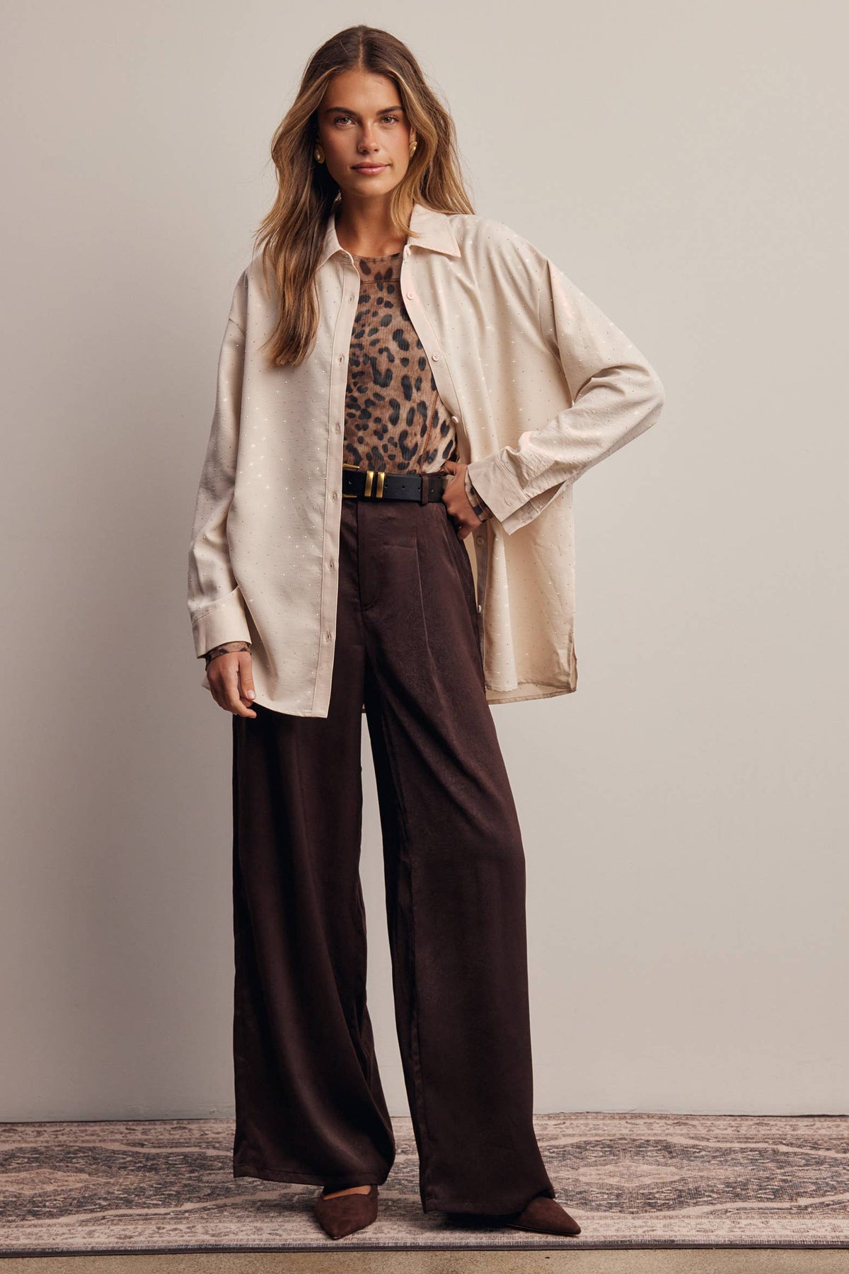 Satin Wide Leg Pleated Pants FP0034
