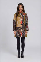 Mixed Print Patchwork Stand Collar Jacket