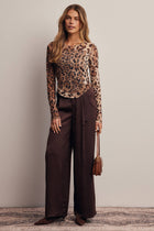 Leopard Print Double Layer Power Mesh Top FT0075