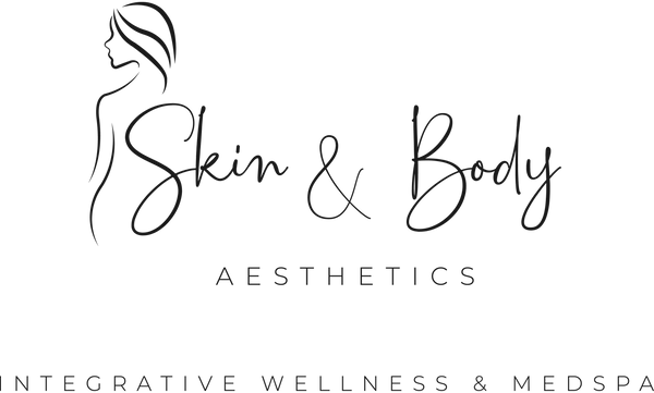 Logo for Skin & Body Aesthetics with a stylized woman's silhouette on a white background.